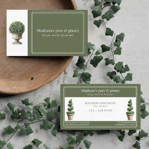 Elegant Potted Plant Watercolor Stone Planter Business Card