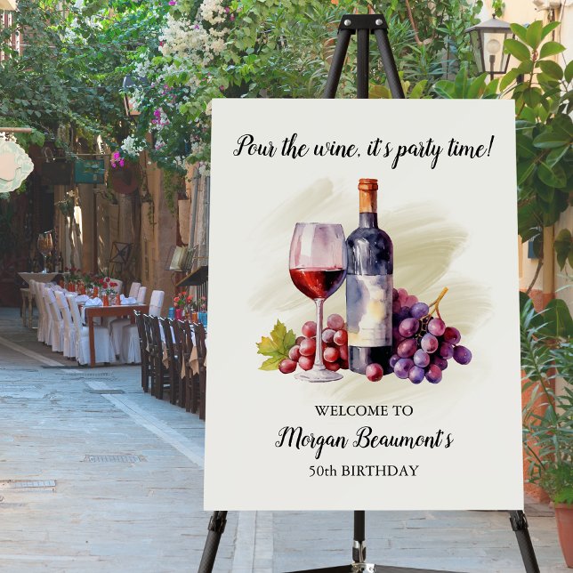Elegant Pour The Wine Themed 50th Birthday Party Foam Board (Creator Uploaded)