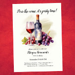 Elegant Pour The Wine Themed 50th Birthday Party Invitation<br><div class="desc">Celebrate a milestone in style with this elegant watercolor 50th birthday invitation. Featuring the playful quote “Pour the wine, it’s party time” in a chic script font, this design highlights a hand-painted wine glass, bottle, and grapes on a soft pastel background. Perfect for women or men, this invitation sets the...</div>