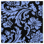 Elegant Powder Blue &amp; Black Floral Damasks Fabric