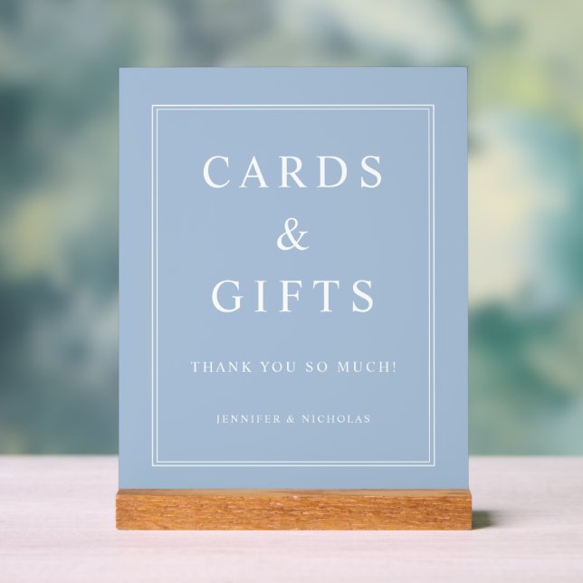 Elegant Powder Blue Cards And Gifts Wedding Acrylic Sign (Neutral)