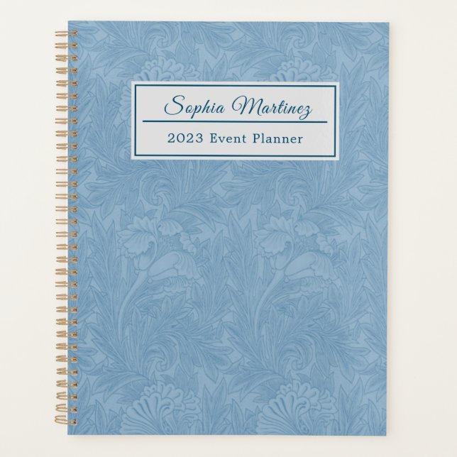 Elegant Powder Blue Floral | Personalized  Planner (Front)