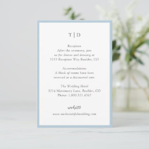 Elegant Powder Blue Monogram Modern Wedding Enclosure Card