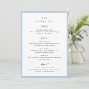 Elegant Powder Blue Monogram Modern Wedding Menu