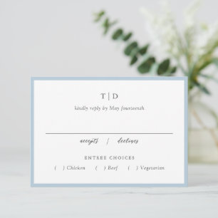 Elegant Powder Blue Monogram Modern Wedding RSVP Card