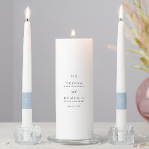 Elegant Powder Blue Monogram Modern Wedding Unity Candle Set