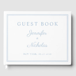 Elegant Powder Blue Script Wedding Guest Book