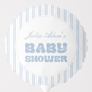 Elegant Powder Blue Striped Pattern Baby Shower Balloon