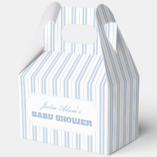 Elegant Powder Blue Striped Pattern Baby Shower Favor Boxes