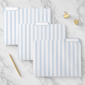 Elegant Powder Blue Striped Pattern Baby Shower File Folder