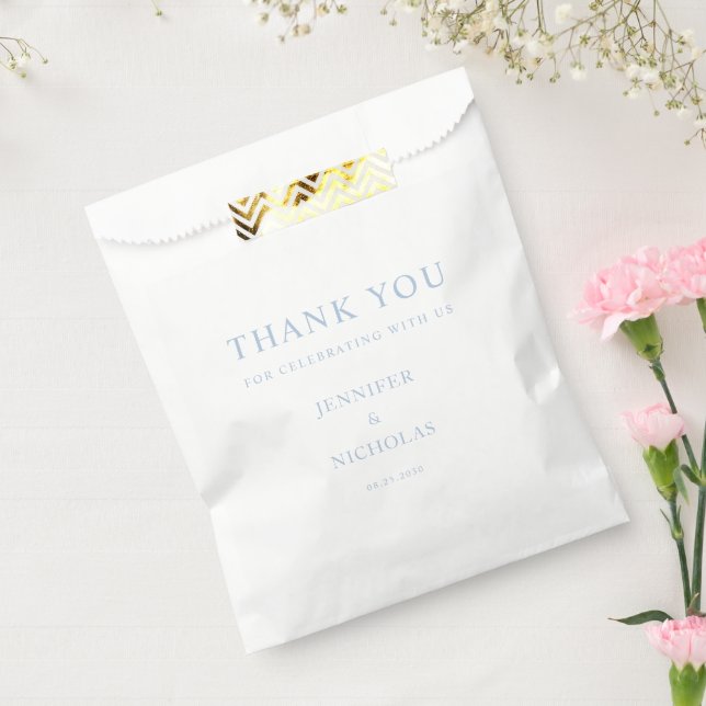 Elegant Powder Blue Thank You Wedding Favor Bag (Sealed)