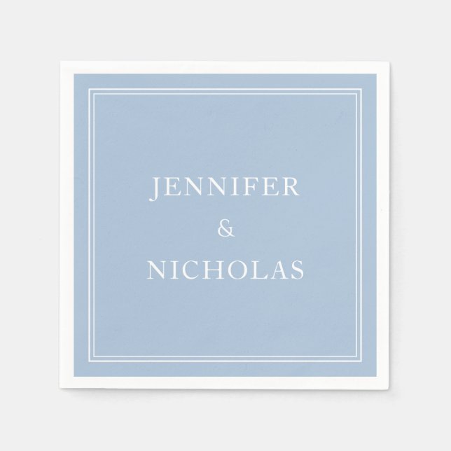 Elegant Powder Blue Wedding Napkins (Front)