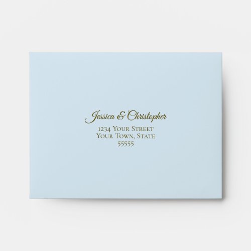 Elegant Powder Blue with Gold Lace Wedding RSVP Envelope