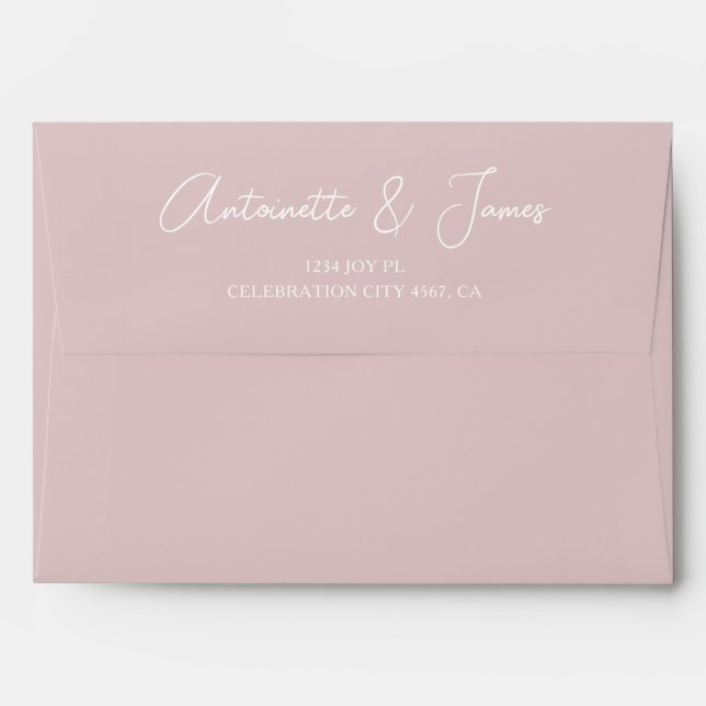 Elegant Powder Pink Calligraphy Address Wedding Envelope (Back (Top Flap))