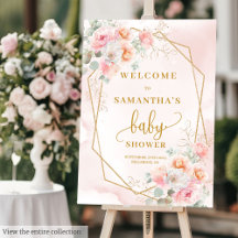 Elegant Powder Pink Gold Floral Girl Baby Shower