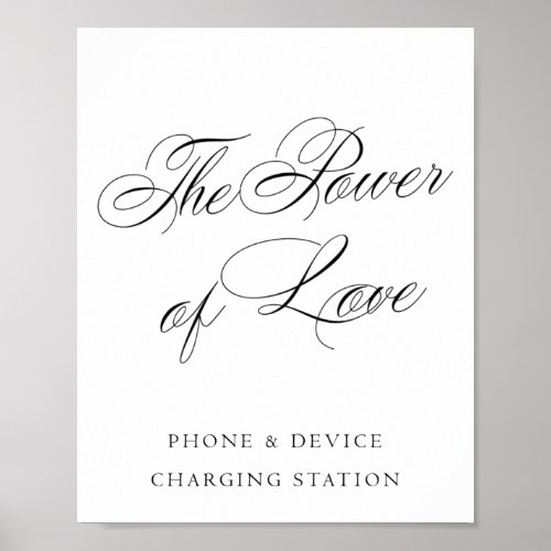 Elegant Power of Love Charge Station Black Script Poster
