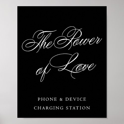 Elegant Power of Love Charge Station White Script Poster