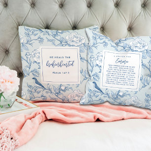Elegant Prayer Keepsake Gift Scripture Chinoiserie Throw Pillow