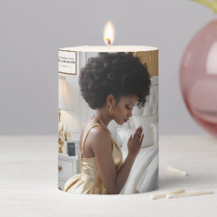 Elegant Praying Mother 3" x 4" Pillar Candle