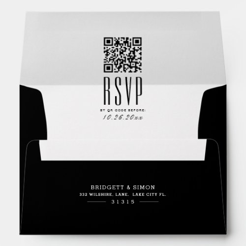 Elegant Pre_addressed QR code RSVP Envelope