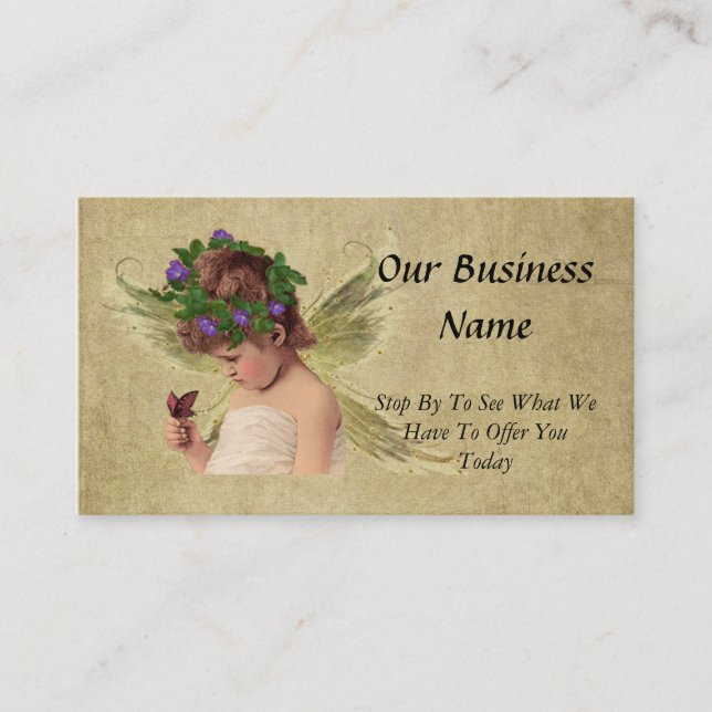 Elegant Precious Angel Girl w/butterfly Business Card (Front)