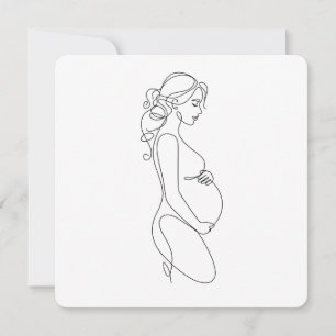 Elegant Pregnancy Line Art Minimalist Invitation