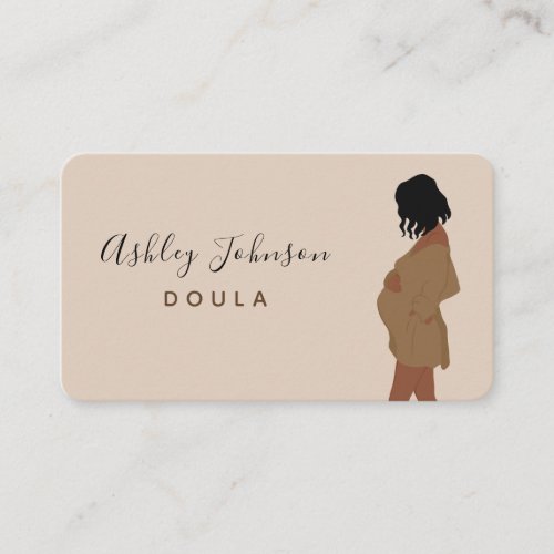 Elegant Pregnant Lady Silhouette Minimalist Doula Business Card