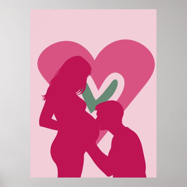Elegant Pregnant Woman Silhouette Nursery Wall Art (Front)