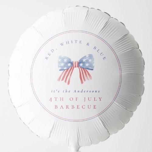 Elegant Preppy American Flag Bow July 4th BBQ Balloon