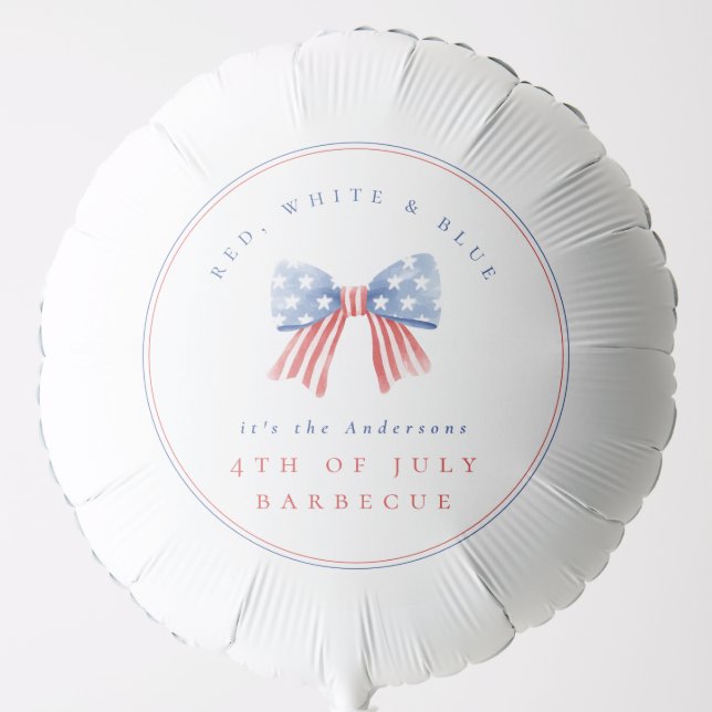 Elegant Preppy American Flag Bow July 4th BBQ Balloon (Front)