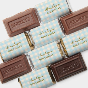 Elegant preppy baby blue gingham plaid checked hershey's miniatures