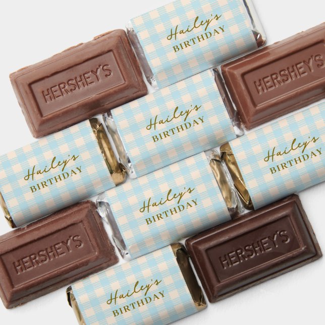 Elegant preppy baby blue gingham plaid checked hershey's miniatures (Assorted)