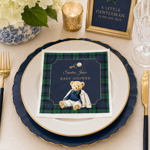 Elegant Preppy Polo Teddy Bear Baby Shower Napkins
