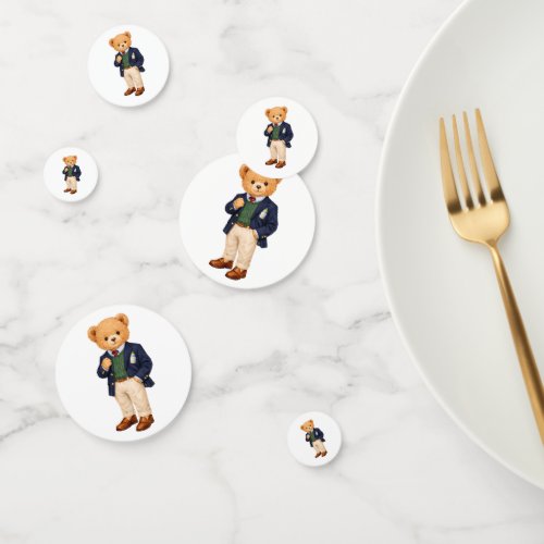 Elegant Preppy Polo Teddy Bear Confetti