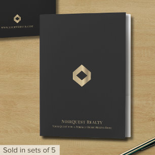 Elegant Presentation Folder Black Gold Logo