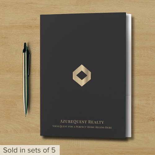 Elegant Presentation Folder Black Gold Logo