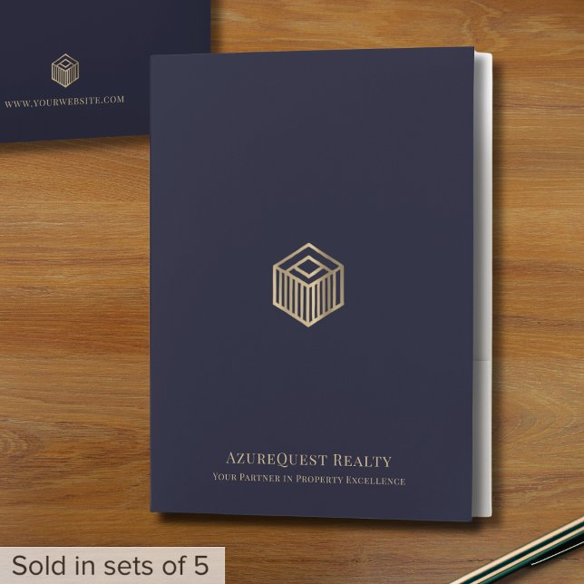 Elegant Presentation Folder Navy Gold Logo (Creator Uploaded)