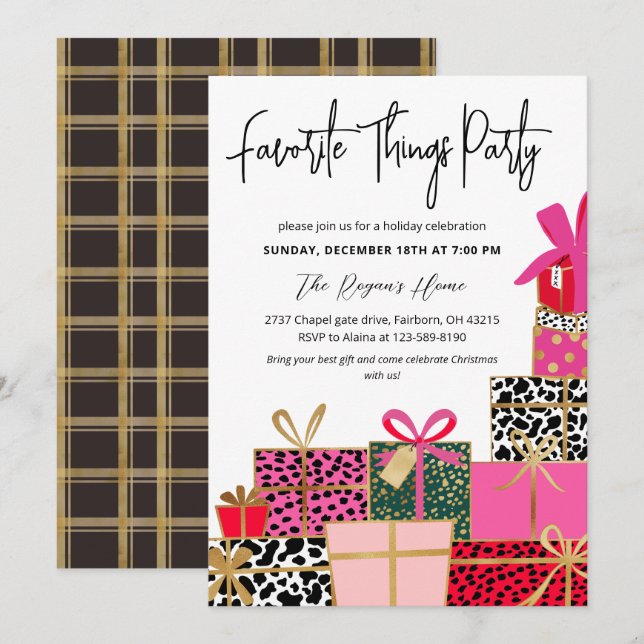 Elegant Presents Favorite Things Party Holiday  In Invitation (Front/Back)