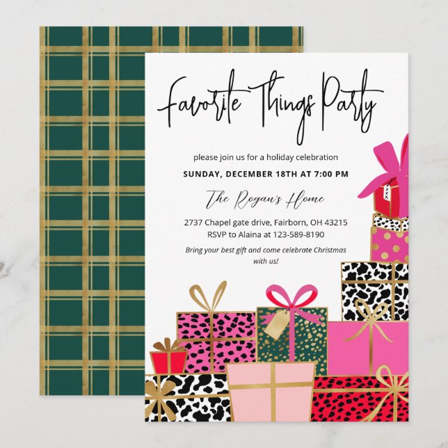 Elegant Presents Favorite Things Party Holiday  Invitation (Front/Back)