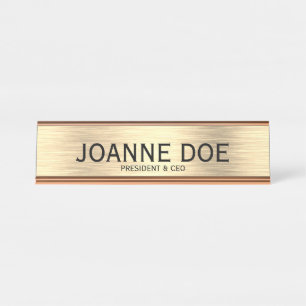 Elegant President & CEO Metallic Name Plate