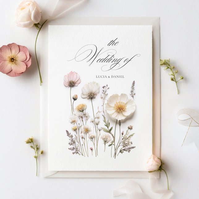 Elegant Pressed Flowers Chic Wedding Invitation (Creator Uploaded)