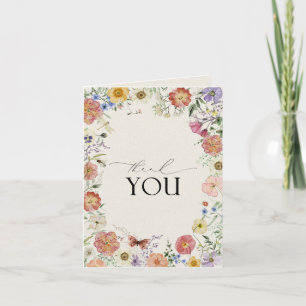 Elegant Pressed Flowers Watercolor Thank You Card