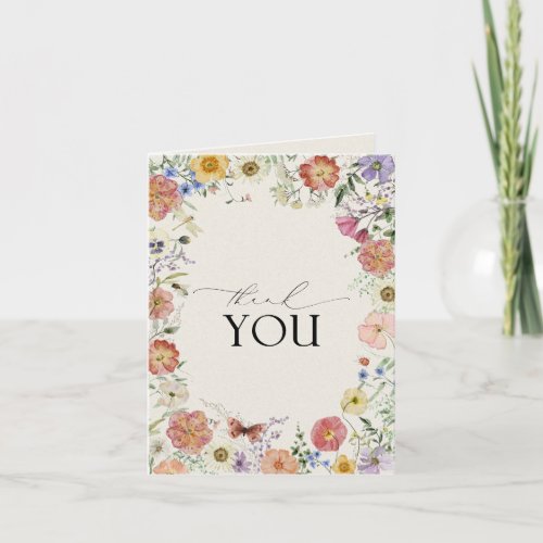 Elegant Pressed Flowers Watercolor Thank You Card
