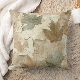 Elegant Pressed Leaves with Warm Parchment Base Throw Pillow