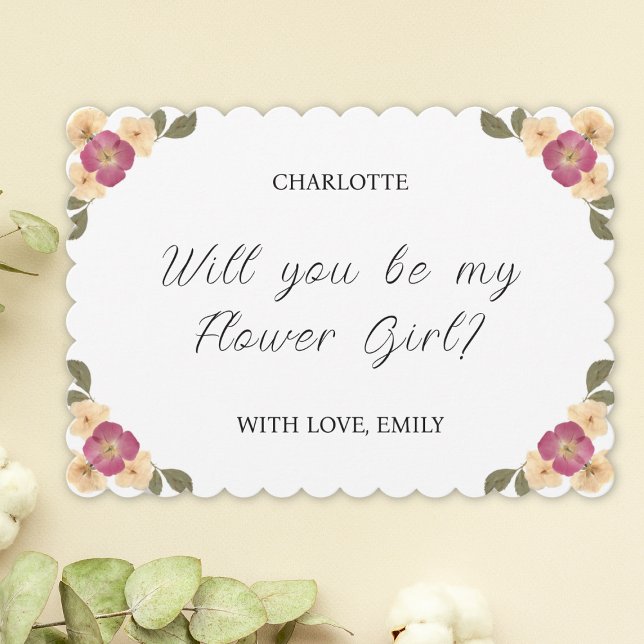 Elegant Pressed Wildflower Flower Girl Proposal Card (Creator Uploaded)