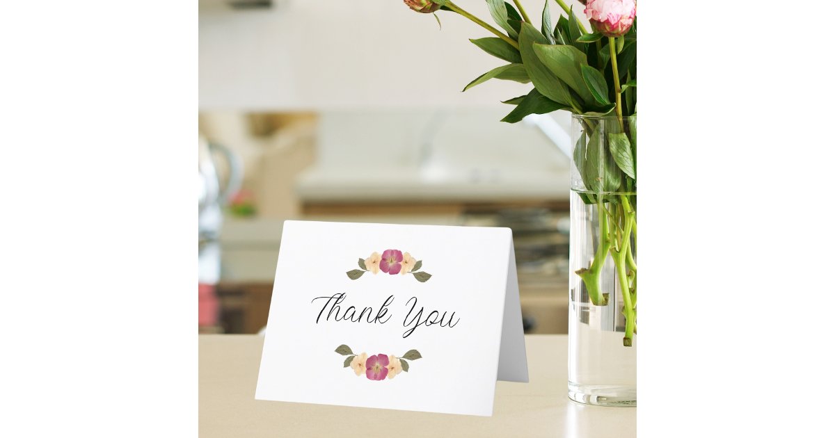 Elegant Pressed Wildflowers Boho Garden Wedding Thank You Card | Zazzle