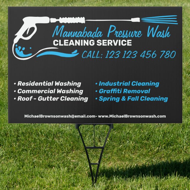 Elegant Pressure Washing Black Power Wash Cleaner Sign (Insitu)
