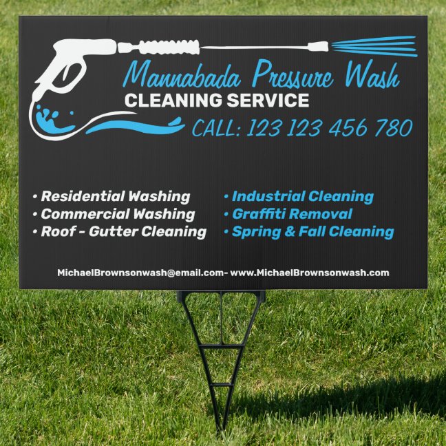 Elegant Pressure Washing Black Power Wash Cleaner Sign