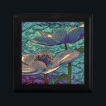 Elegant Pretty Blue Metallized Flowers Art Gift Box<br><div class="desc">Elegant and stylish metallized art with blue flowers. Stained glass look.</div>