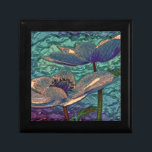 Elegant Pretty Blue Metallized Flowers Art Gift Box<br><div class="desc">Elegant and stylish metallized art with blue flowers. Stained glass look.</div>